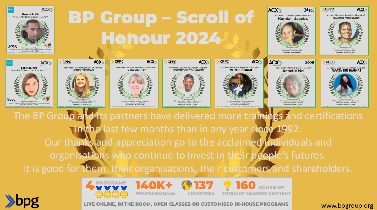 BP Group Scroll of Honor 2024 - the best people with certifications supported by the greatest mentors